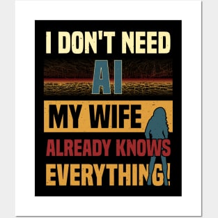 Funny Husband Joke -> AI Chatbot vs. Wife for Men & Robots Posters and Art